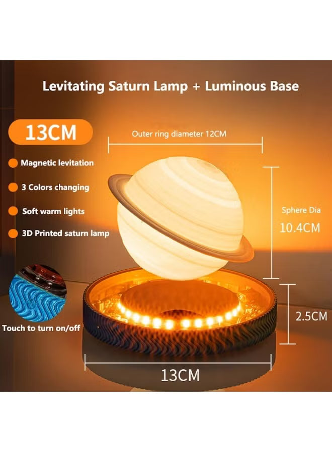 3D Levitating Saturn Night Light Luminous Base Floating Planets Ball Lamp Cool Astronomy Saturn Desk Decor Gifts for Kids Girls