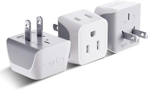 Ceptics Universal Travel Adapter, 45W International Power Adapter with PD & QC 3.0 Dual USB-C, 3 USB Travel Adapter Worldwide, Type I C G A Outlets 110V 220V A/C - EU Euro US UK (11-KU) - Powder White