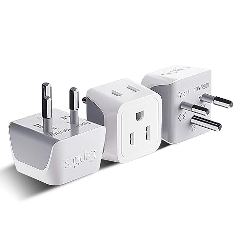 Ceptics Universal Travel Adapter, 45W International Power Adapter with PD & QC 3.0 Dual USB-C, 3 USB Travel Adapter Worldwide, Type I C G A Outlets 110V 220V A/C - EU Euro US UK (11-KU) - White/Grey