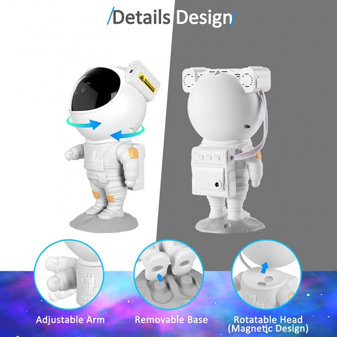 Astronaut Galaxy Projector with Remote Control - 360° Adjustable Timer Kids Astronaut Nebula Night Light Lamp