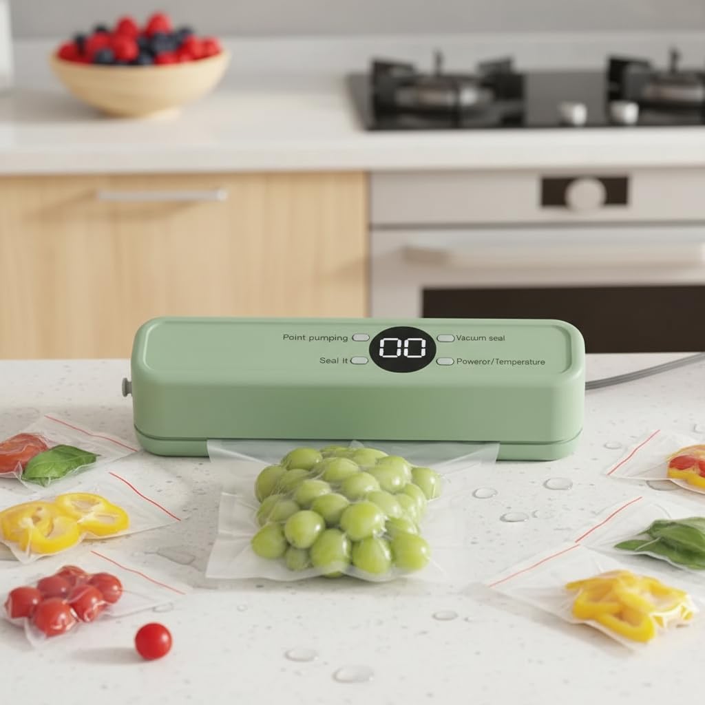 Electric Vacuum Sealer Machine for Food Storage | Automatic Food Vacuum Packing Machine for Dry & Wet Foods | Portable Kitchen Vacuum Sealer with LED Display