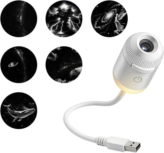 2 in 1 mini Galaxy Projector Light with (6 Slide) USB Portable Starry Sky Night Light Projector for Bedroom, Mini LED Nightlight Wall Lamp for Kids & Adults, Ceiling Decor