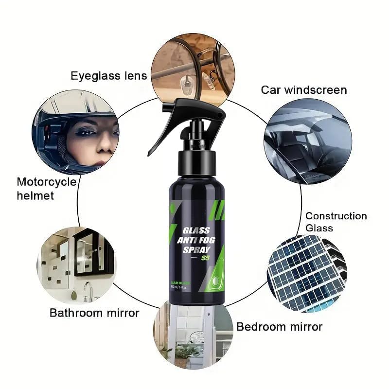 Car Glass Oil Film Cleaning Brush with Anti-Fog Hydrophobic Coating Spray, 100ml, Windshield Cleaner Kit