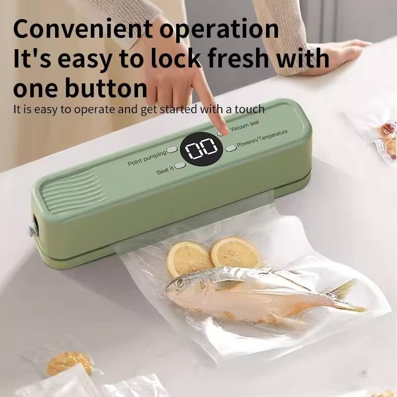 Electric Vacuum Sealer Machine for Food Storage | Automatic Food Vacuum Packing Machine for Dry & Wet Foods | Portable Kitchen Vacuum Sealer with LED Display