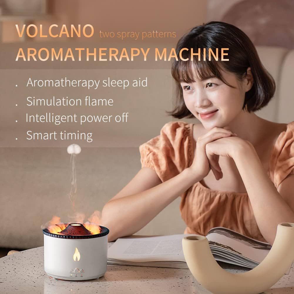 Dhyanut Oil Diffuser with Flame Light Cool Mist Humidifier with 2 Mist Modes Timer and Auto-Off Safety Protection Quiet Diffusers for Aromatherapy Essential Oil for Home Office SPA Yoga | Plastic