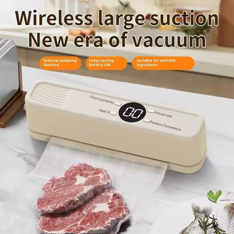 Electric Vacuum Sealer Machine for Food Storage | Automatic Food Vacuum Packing Machine for Dry & Wet Foods | Portable Kitchen Vacuum Sealer with LED Display