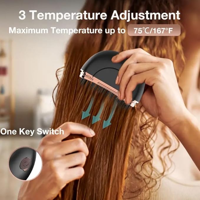 Mini Wireless Hair Straight Comb, Portable Cordless Hair Straightening Brush for Women, Fast Heating Ceramic Coated Hairs Comb, Rechargeable