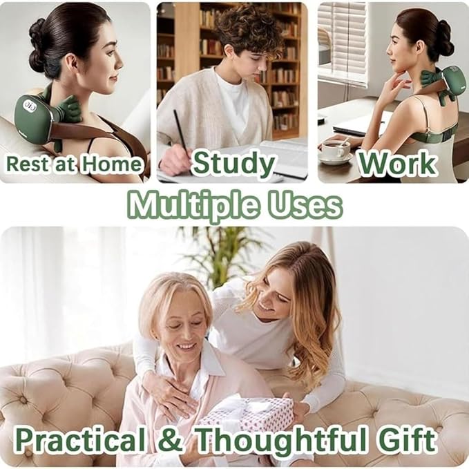 Heated Massager, Wireless Portable Neck and Back Massager, Electric Deep Tissue 4D Kneading Massage, Simulated Human Hand Design for Pain Relief and Muscle Relax