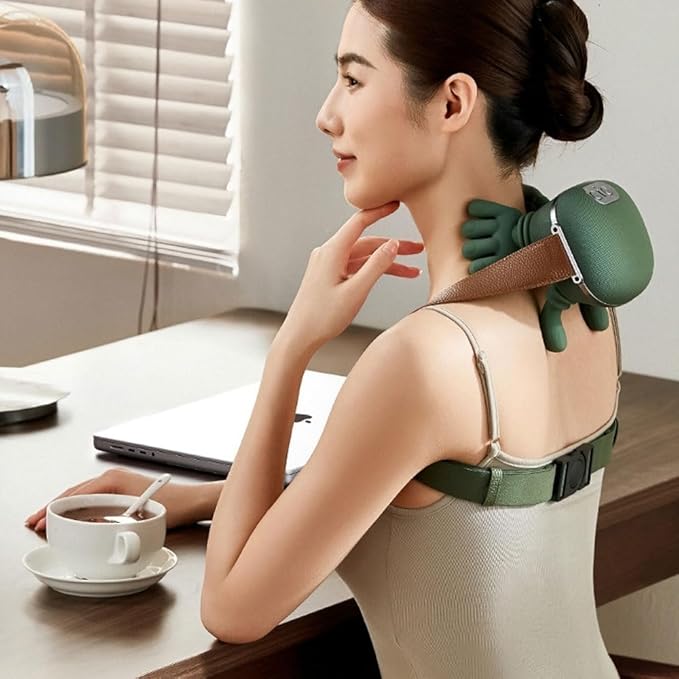 Heated Massager, Wireless Portable Neck and Back Massager, Electric Deep Tissue 4D Kneading Massage, Simulated Human Hand Design for Pain Relief and Muscle Relax