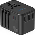 Ceptics Universal Travel Adapter, 45W International Power Adapter with PD & QC 3.0 Dual USB-C, 3 USB Travel Adapter Worldwide, Type I C G A Outlets 110V 220V A/C - EU Euro US UK (11-KU)