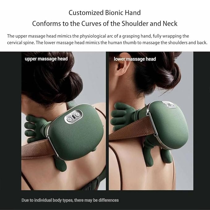 Heated Massager, Wireless Portable Neck and Back Massager, Electric Deep Tissue 4D Kneading Massage, Simulated Human Hand Design for Pain Relief and Muscle Relax