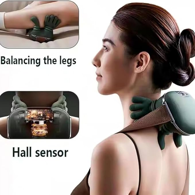 Heated Massager, Wireless Portable Neck and Back Massager, Electric Deep Tissue 4D Kneading Massage, Simulated Human Hand Design for Pain Relief and Muscle Relax