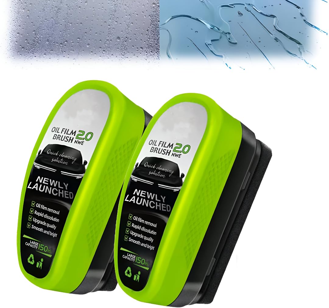 Car Glass Oil Film Cleaning Brush with Anti-Fog Hydrophobic Coating Spray, 100ml, Windshield Cleaner Kit
