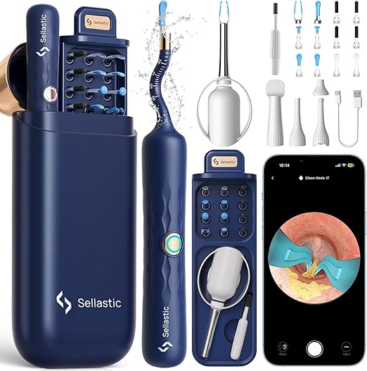 Ear Cleaner Tool Kit, Reusable Ear Wax Removal Tweezers Cleaning with Flexible 1080p Camera Wireless with WiFi