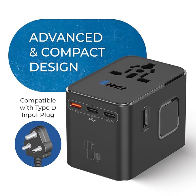 Universal Charger Adapter, 35W 6 in 1 International Travel Adapter, Universal Plug Socket with 10 Years Warranty, PD/QC 3.0, 1x USB-C, 3 USB Fast Charging, Worldwide Travel Adapters