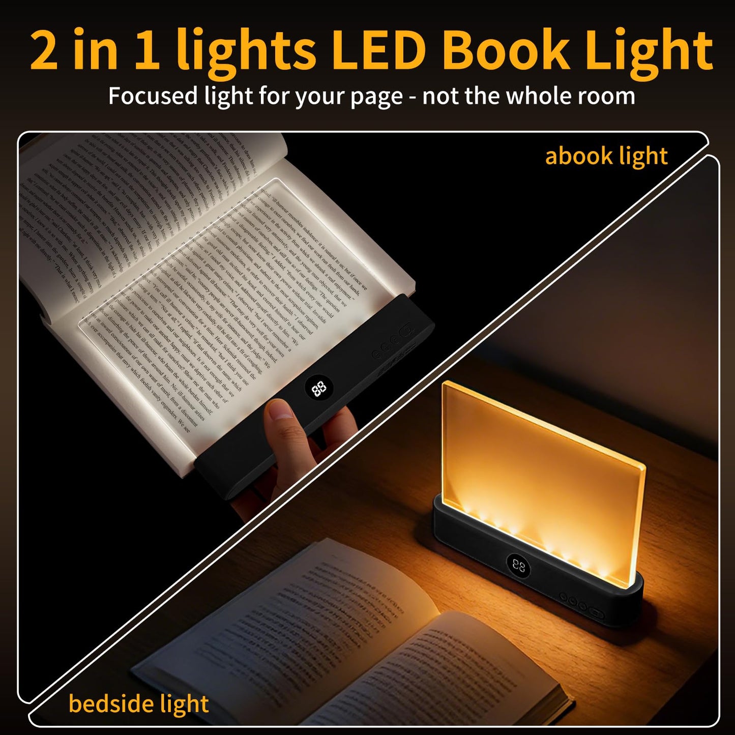 Night Vision Led Book Light Panel | Book Reading Light Panel Portable and Lightweight Indoor and Outdoor Travel Uses Night Reading Light, Eye Care Book Lamp