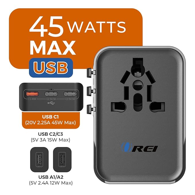 Universal Charger Adapter, 35W 6 in 1 International Travel Adapter, Universal Plug Socket with 10 Years Warranty, PD/QC 3.0, 1x USB-C, 3 USB Fast Charging, Worldwide Travel Adapters