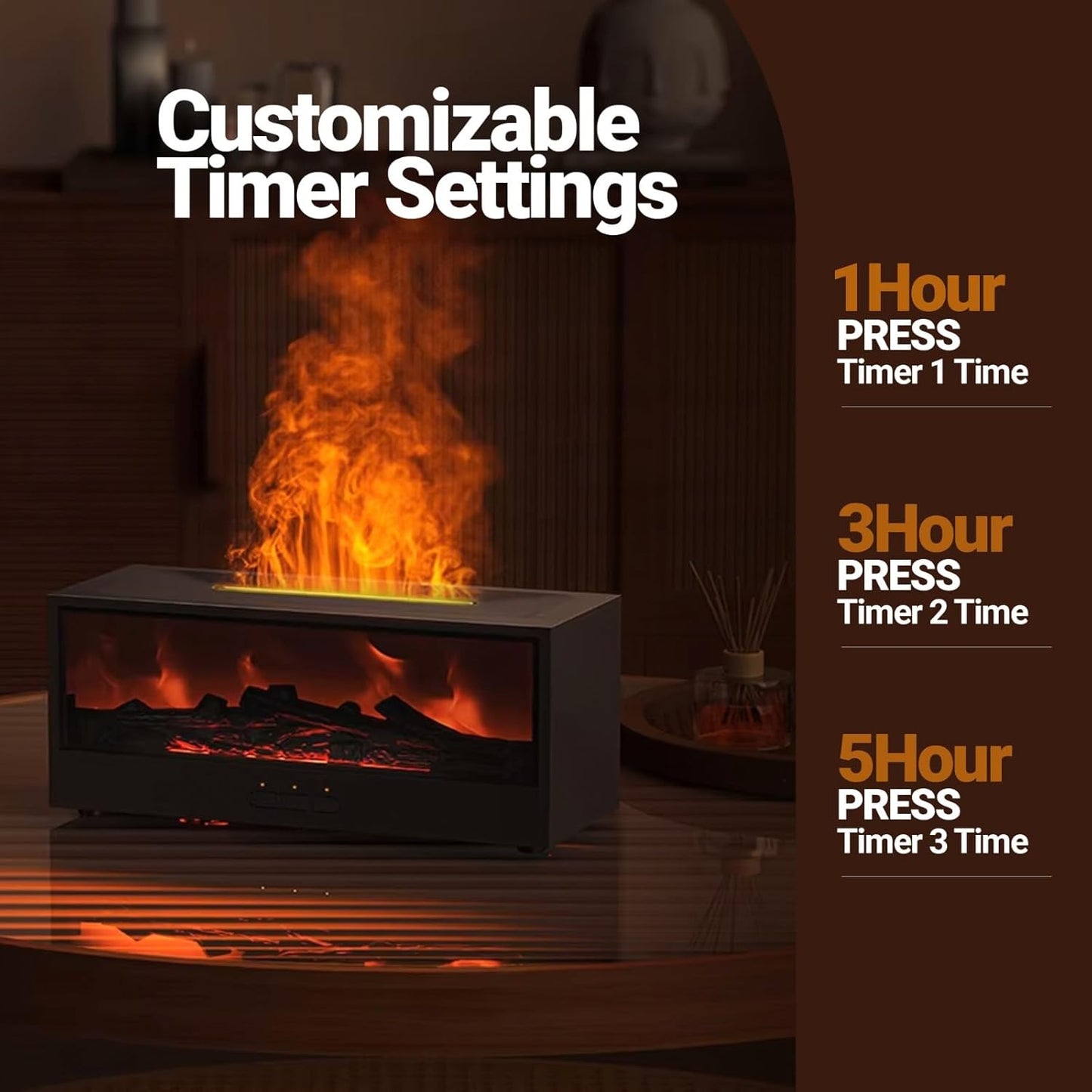 Aroma Essential Oil Fireplace Diffuser with Premium Box Colorful Flame with Remote Control for Home Office with 15 ml Essential Oil
