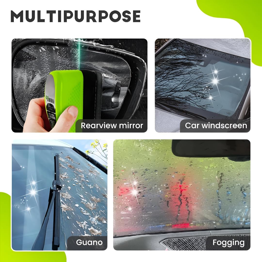 Car Glass Oil Film Cleaning Brush with Anti-Fog Hydrophobic Coating Spray, 100ml, Windshield Cleaner Kit
