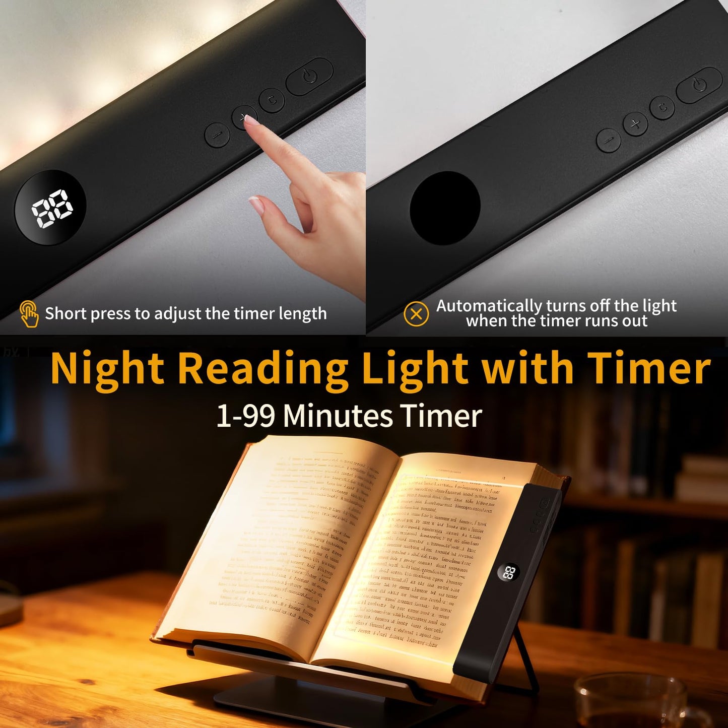 Night Vision Led Book Light Panel | Book Reading Light Panel Portable and Lightweight Indoor and Outdoor Travel Uses Night Reading Light, Eye Care Book Lamp