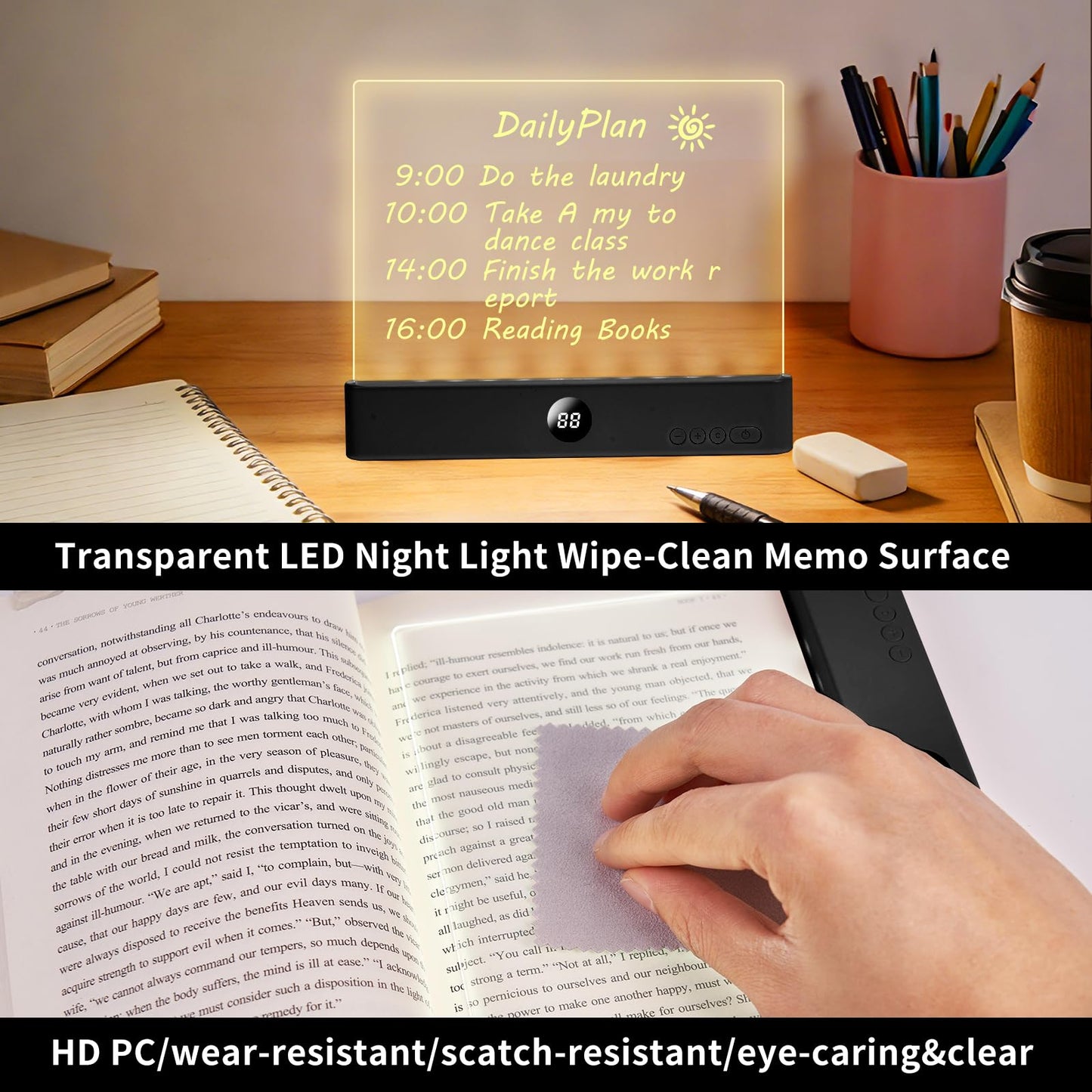 Night Vision Led Book Light Panel | Book Reading Light Panel Portable and Lightweight Indoor and Outdoor Travel Uses Night Reading Light, Eye Care Book Lamp