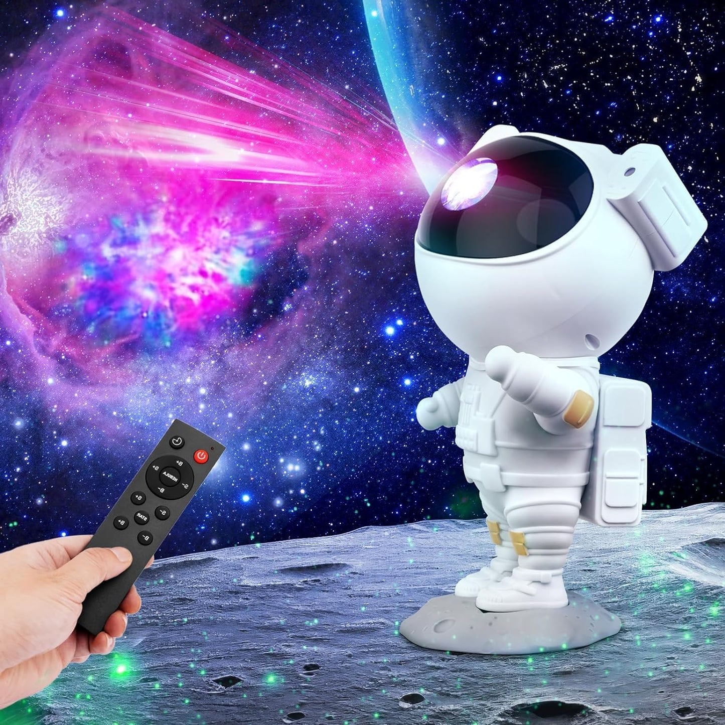 Astronaut Galaxy Projector with Remote Control - 360° Adjustable Timer Kids Astronaut Nebula Night Light Lamp