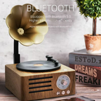 Retro Gramophone Bluetooth Speaker with Rotating Disc