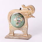 Brown Wooden Elephant Globe Showpiece