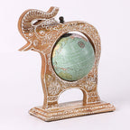 Brown Wooden Elephant Globe Showpiece