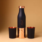 Blue Copper Bottle With Glass- Set of 2