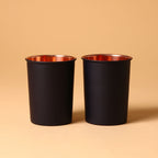 Blue Copper Bottle With Glass- Set of 2