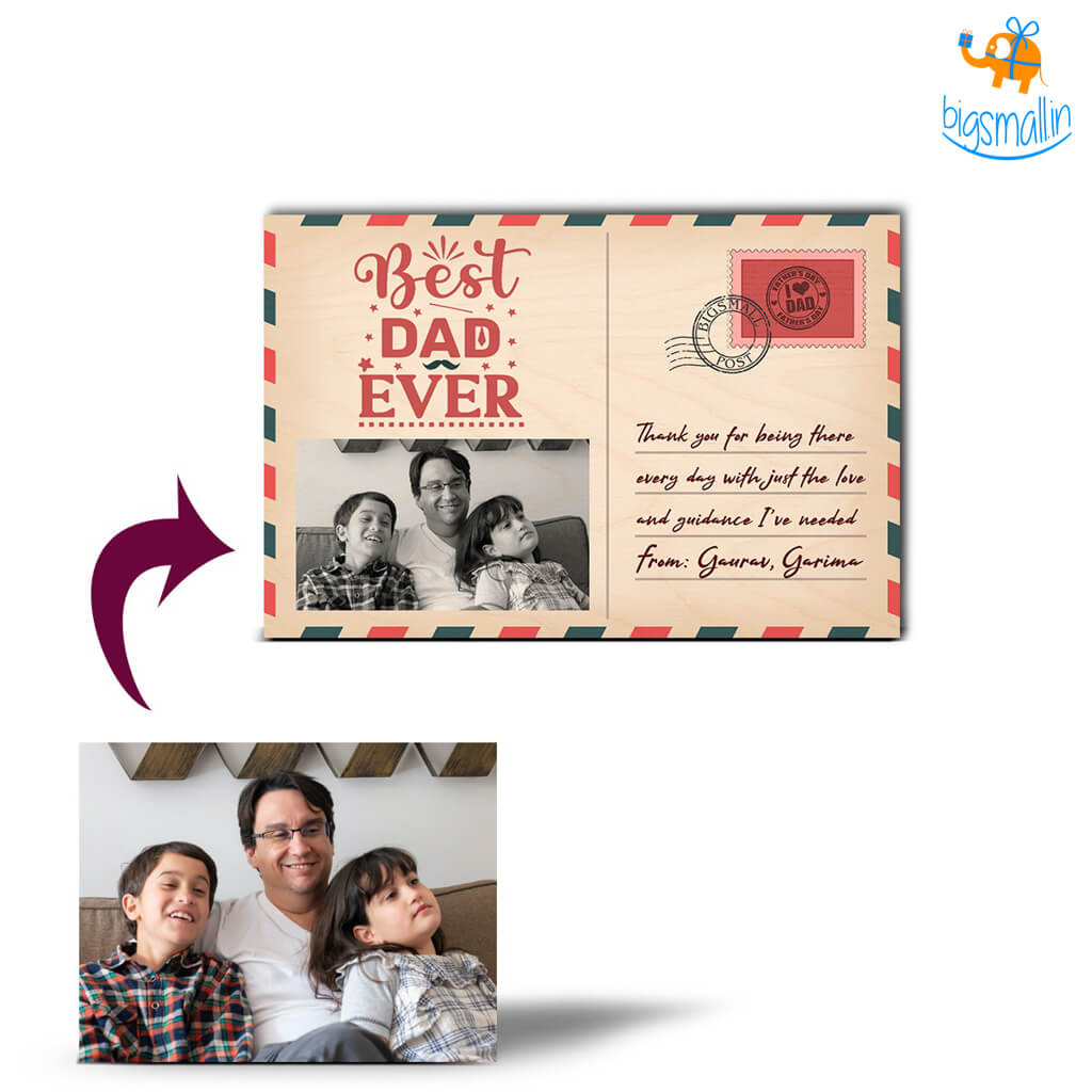 Personalized Best Dad Ever Wooden Postcard