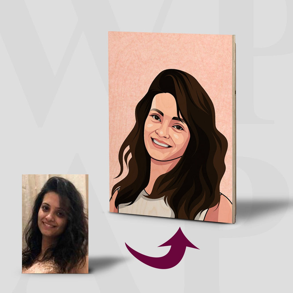 Personalized Caricature Wooden Portrait