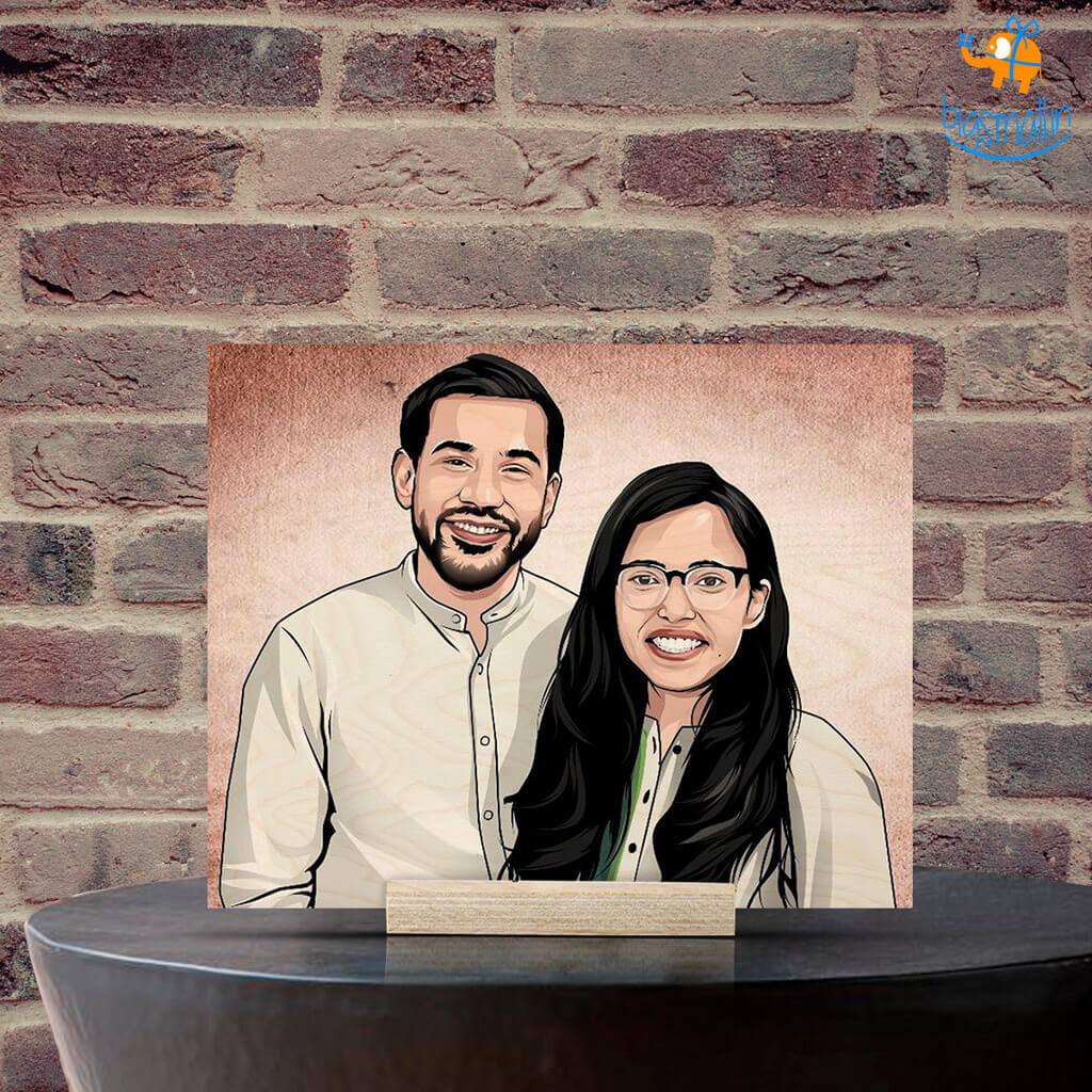 Personalized Caricature Wooden Portrait