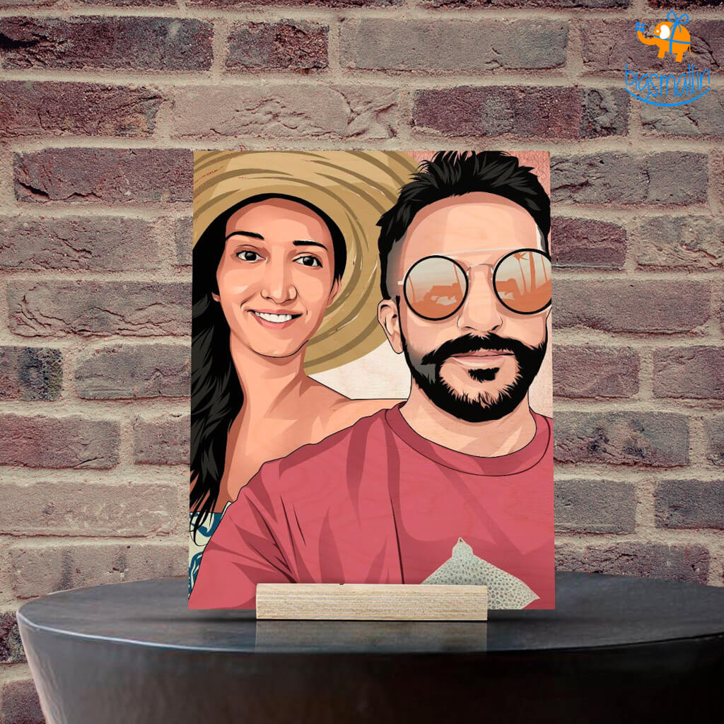 Personalized Caricature Wooden Portrait