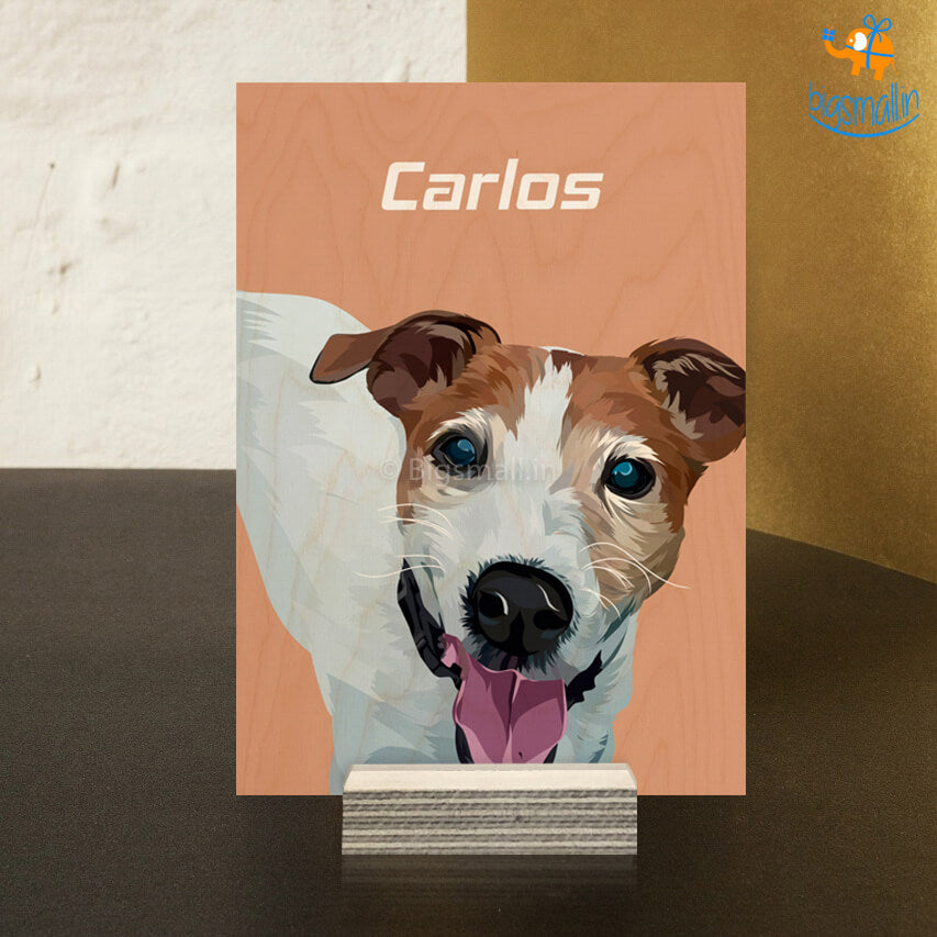 Personalized Pets Caricature Wooden Portrait