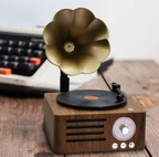 Retro Gramophone Bluetooth Speaker with Rotating Disc